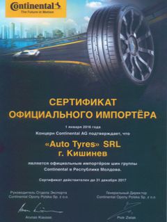 Certificat Autotyres - Continental