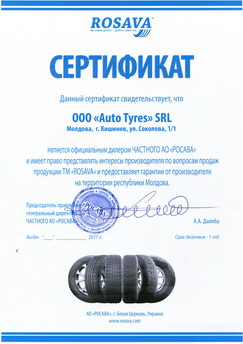 Certificat Autotyres - Rosava